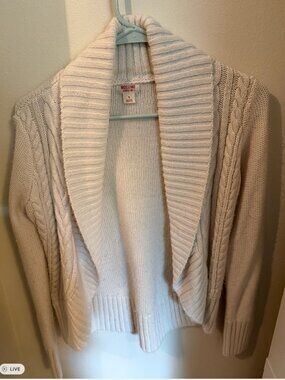 Mossimo Supply Co Small Cream Cable Knit Open Front Cardigan Sweater